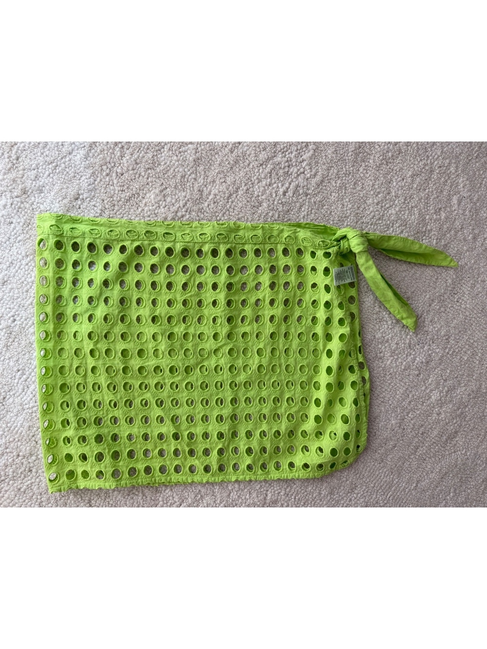Solid & Striped Lime Eyelet Tie Sarong Skirt Cover Up M/L Cotton Resort